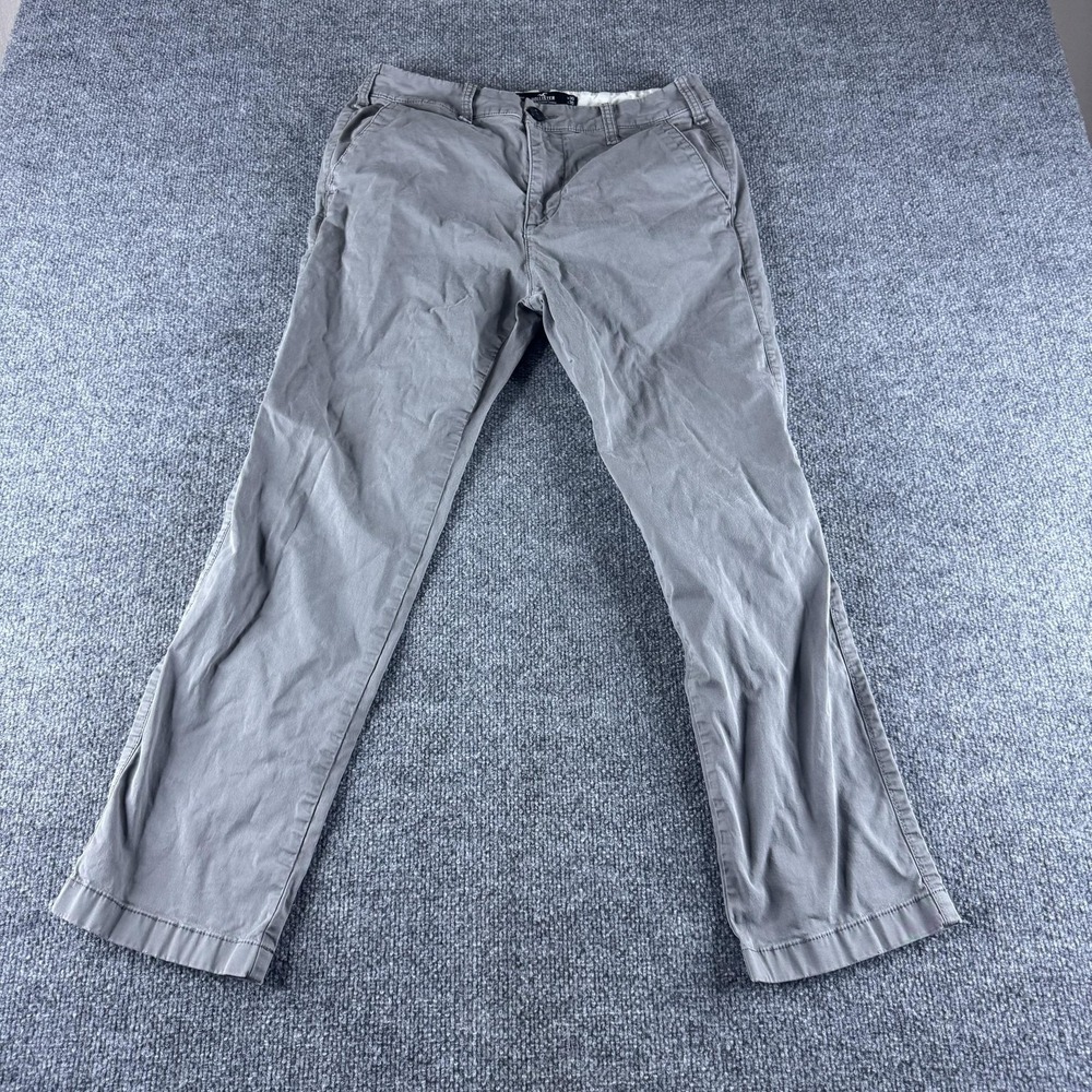 Hollister Chino Pants Mens 30x27 Gray Slim Straight Epic Flex Stretch Casual